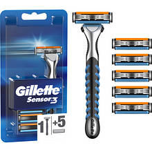 Бритва Gillette Sensor 3 с 6 сменными картриджами (7702018550807) - Вища Якість та Гарантія!