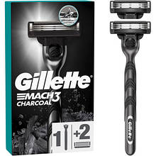 Бритва Gillette Mach3 Charcoal Деревне вугілля З 2 змінними картриджами (8700216074308) — ВУща Яєст та