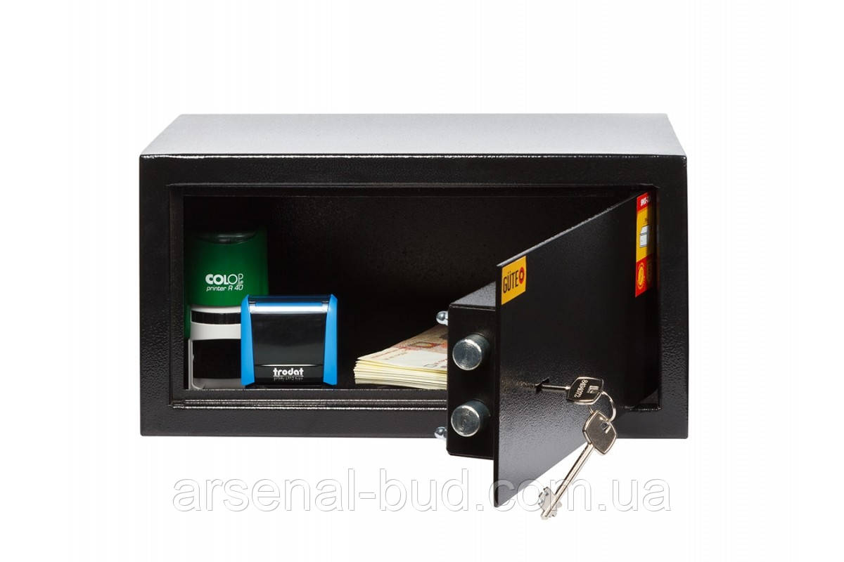 Сейф, стандарт + для зберігання грошей, документів, прикрас, Gute ЯМХ-22К (ШхВхГ: 35х18х26 см.) із ключовим замком, фото 1