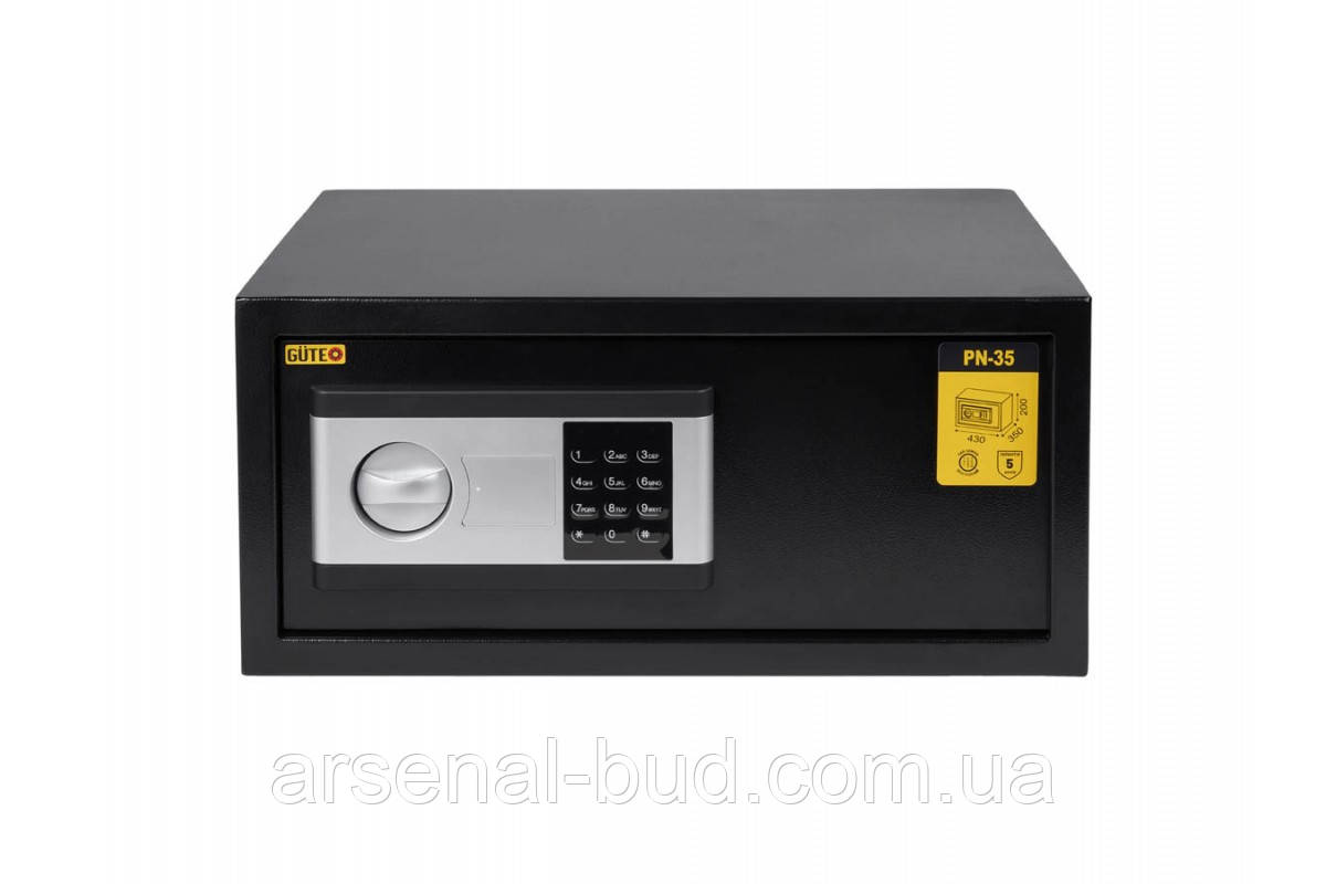 Сейф для зберігання документів, зброї, грошей, Gute PN-35 (ШхВхГ: 43х20х35 см.)  із електронним замком чорний, фото 1