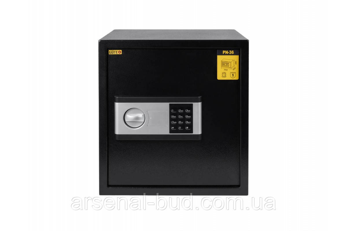Сейф для грошей, документів, зброї, прикрас, Gute PN-36 (ШхВхГ: 35х38х36 см.)  із електронним замком чорний, фото 1