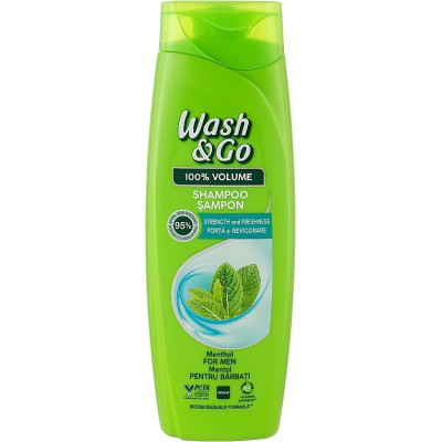 Оригінал! Шампунь Wash&Go З ментолом для всіх типів волосся 360 мл (8008970056821) <unk> T2TV.com.ua