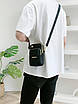 Чорна жіноча міні сумка через плече три відділи. Сумка гаманець, чохол для телефону, сумочка маленька молодіжна, фото 7