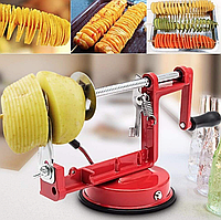 Аппарат для нарезки картофеля и овощей спиралью Spiral Potato Chips машинка для спиральных чипсов TKTK