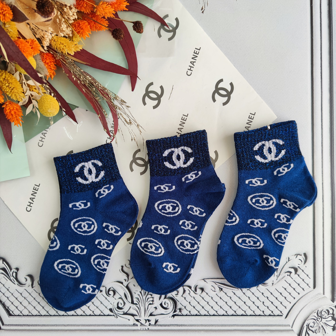 Дитячі шкарпетки Chanel з люрексом для дівчат
