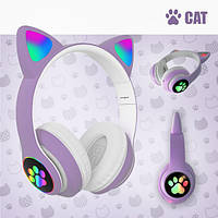 Беспроводные LED наушники с кошачьими ушками CAT STN-28. Цвет: фиолетовый