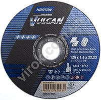 Диск відрізний по металу і нержав. сталі тм "NORTON VULCAN"; Ø= 125х22,2 мм, t= 1,6 мм Hutko Хватай Это