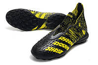 Сороконожки без шнурков Аdidas PREDATOR FREAK + ТF, футбольная обувь, шиповки, черные