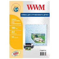 Пленка для печати WWM A4, White waterproof, 180мкм, 10ст, самоклейка (F180PP10) - Вища Якість та Гарантія!