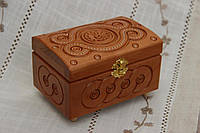 Скринька дерев'яна ручної роботи декорована бісером для прикрас 16х11 см із карпатського дерева
