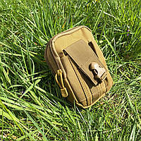 Тактическая сумка - подсумок для телефона, система MOLLE органайзер тактический из кордуры. Цвет: койот