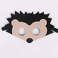 Дитяча маска на лице Їжак 15 на 11 см чорно-бежевий