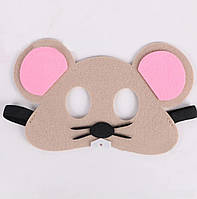 Дитяча маска на лице Мишка 17 на 12 см бежево-рожевий