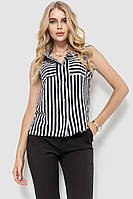 Блуза без рукавов в полоску, цвет черно-белый, 102R068-1
