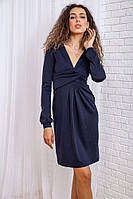 Мини-платье с V-образным вырезом, синего цвета, 167R050-2
