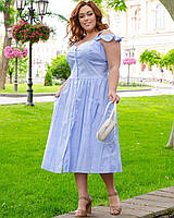 Жіночий літній сарафан на гудзиках блакитного кольору р.54 381150