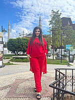Жіночий костюм трійка червоного кольору р.46/48 433916