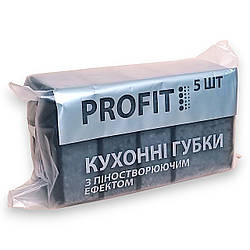 Губка кухонна пориста Чорна ТМ Profit 9,5х6,5х3,5 комплект 5 шт.