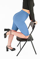 Велосипедки в рубчик Шорти жіночі трикотажні Батал 50 Блакитний, фото 4