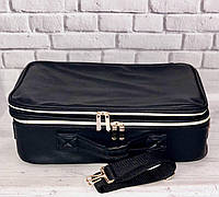 Сумка - чемодан (косметичка, кейс) для мастера визажиста ( для косметики), кожзам (черный)