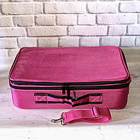 Сумка - чемодан (косметичка, кейс) для мастера визажиста ( для косметики), текстиль (малиновый)
