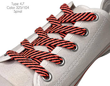 Шнурки для взуття плоскі 100см Чорний+рожевий Спіраль 8-10мм поліестер