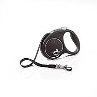 Поводок рулетка для собак мелких и средних пород Flexi Black Design S 5 м до 15 кг Черный GT, код: 7722100