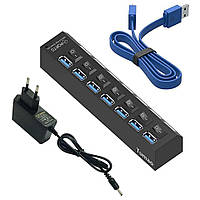 Високошвидкісний концентратор Usb 3.0 hub / хаб / 7 портів / блок живлення.