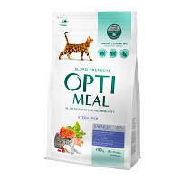 Повнораціонний сухий корм Optimeal для стерилізованих кішок та кастрованих котів - лосось 700 г