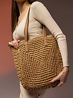 Сумка соломенная, сумка плетеная из рафии, соломенная коричневая сумка, модная летняя сумка соломенная