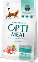 Optimeal Adult Cat Sterilised - сухой корм с индейкой и овсом для стерилизованных кошек 700г