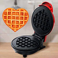 Вафельница электрическая Waffle Maker с антипригарным покрытием с формой сердца Красная SO-55-M1