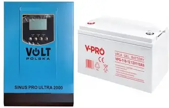 Джерело безперебійного живлення (ДБЖ) Volt Polska Inwerter Solarny Sinus Pro Ultra 2000 12/230V (1000/2000W) + Volt Gel Vpro