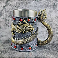 Необычная Кружка чашка Золотой дракон (550 мл) из полистоуна. Чашка для чая в подарок
