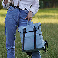 Рюкзак молодежный Ролтоп USVIT Twisted Treasure голубой (35*13*40-50см) кордура Прогулочный удобный рюкзак