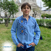 Вышиванка Захар голубого цвета для мальчика 110 - 176 см
