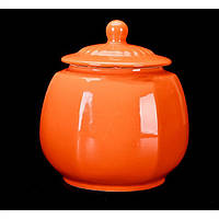 Ёмкость для хранения чая Колотый камень Оранжевая, Чайница фаянс, Банка для чая керамическая (700 мл)