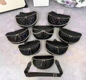 Сумочка жіноча бананка 25*17 см на блискавці з ланцюжком у різних варіантах Liza