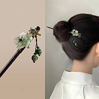 Японская Палочка для волос шпилька в пучок, прическу "Нифрит" с подвесками Aushal Jewellery