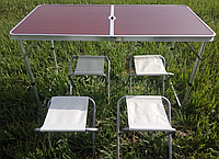 Стол складной со стульями алюминиевый для выезда на природу, Стол кемпинг для пикника трансформер походный QAZ