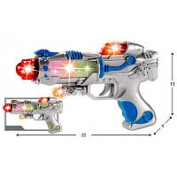 Игрушечный бластер, 2 вида, с подсветкой, на батарейке, в пакете 22х13х4 см JD-380
