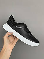 Шкіряні брендові чоловіче взуття чорного кольору Calvin Clein (М-75-чорного-ДЕМІ)