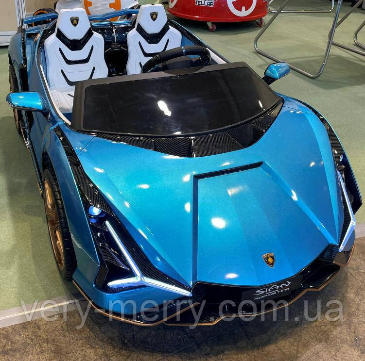 Дитячий двомісний електромобіль Lamborghini Sian (синій колір)
