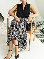 Женская стильная шифоновая юбка-миди с принтом