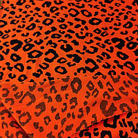 Трикотаж віскоза принт неоновий оранжевий леопард