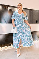 Женское платье из софта миди цвет бирюза р.50/52 459083