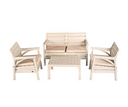 Комплект садових меблів "Hawaii Set" Irak Plastik, Туреччина (стілець, 2 крісла, софа 3-місна) білий
