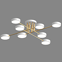 Люстра світлодіодна акрилова на вісім плафонів 96W корпус білий/золото 3000-6500К Sirius B X13258/8 WT+FGD
