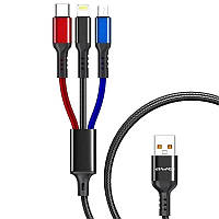 Мережевий шнур для заряджання AWEI CL-971 кабель з роз'ємом Type-C, Micro USB, Lighting 3в1 9164