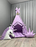 Вігвам для дівчинки Єдиноріжки БОНБОН Повний комплект, вігвам дитячий, вігвам для дітей, дитяча палатка, дитячий вігвам, вігвам, фото 6